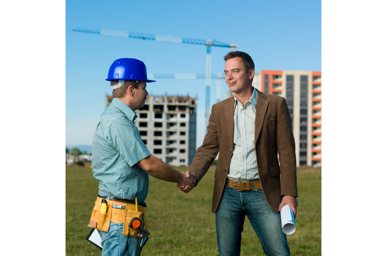 Construction site handshake